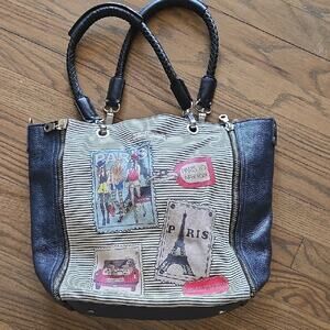 Barbara Rihl Paris To New York Leather Tote Bag